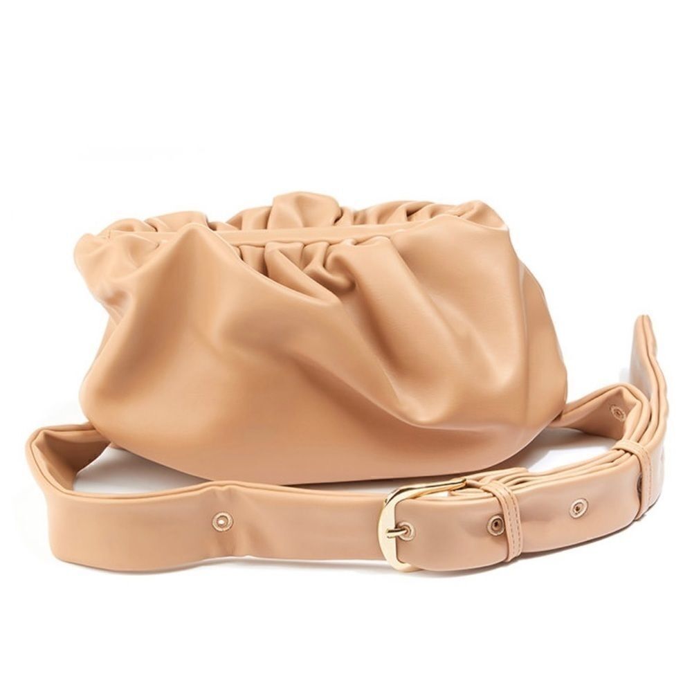 Vegan Leather Upside Down Shoulder Bag, Khaki